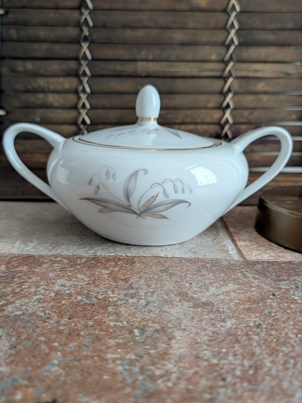 Vintage Kaysons Fine China Sugar Bowl with Gold Trim 1961 Japanese Floral